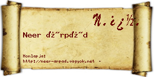 Neer Árpád névjegykártya